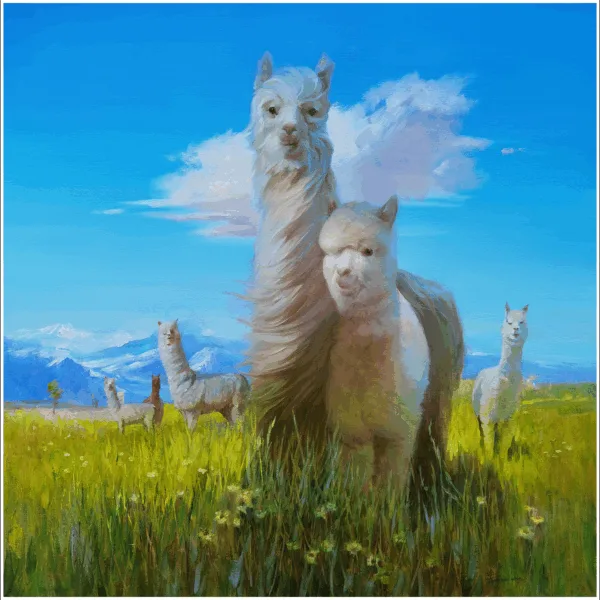 Alpacas beneath Mount Cook