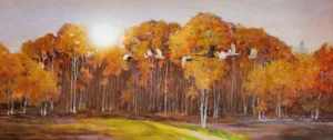 Cranes Dancing in the Autumn Forest