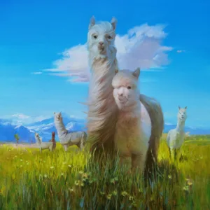 Alpacas Beneath Mount Cook